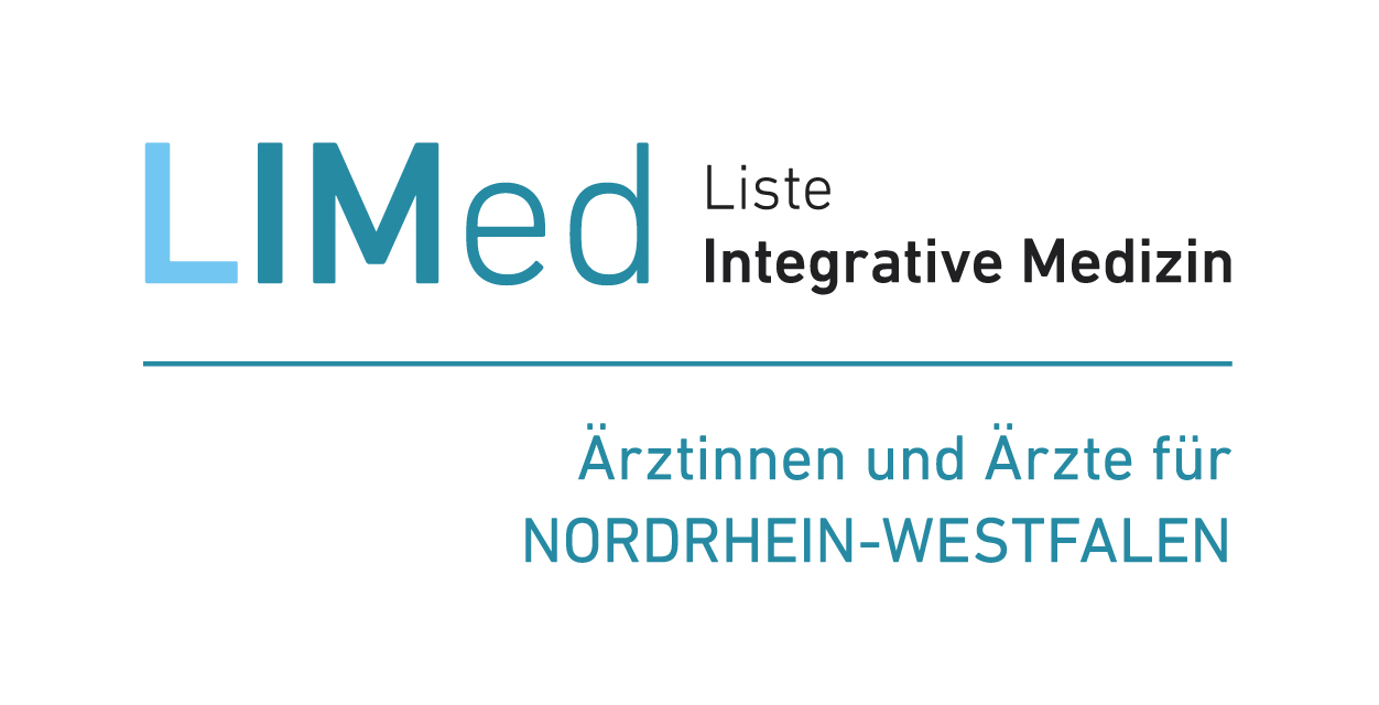 Die Grafik zeigt das Logo mit dem Schriftzug LIMed Liste Integrative Medizin sowie Ärztinnen und Ärzte Nordrhein-Westfalen