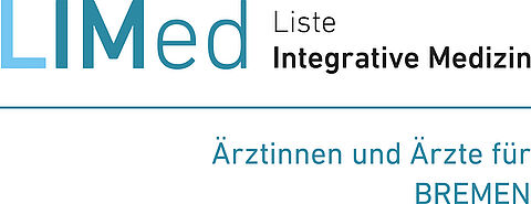 Gezeigt wird das Logo der LIMed Bremen mit dem Schriftzug Ärztinnen und Ärzte für Bremen in blau auf weißem Grund.